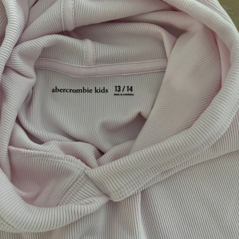 Abercrombie legging-friendly cozy rib popover hoodie powder pink Sz 13/14 *O22